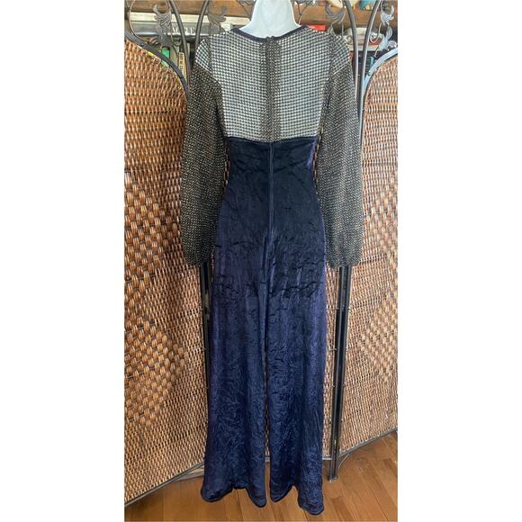 Size XS-S//70s Vintage Velvet Wide Leg Jumpsuit - Picture 4 of 7